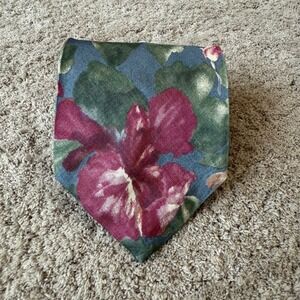 Bracers Mens Silk Necktie Floral Burgundy Green Blue Made in USA Vintage 4x59